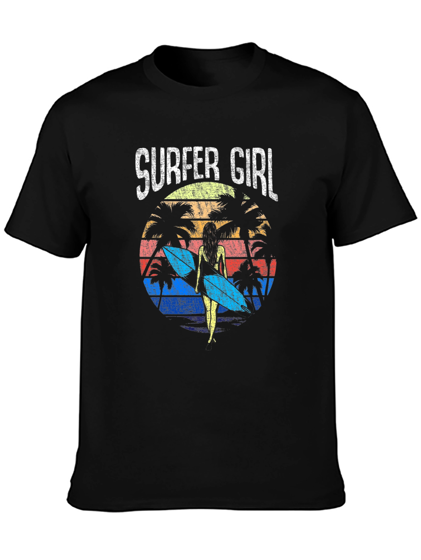 Surfer Girl Retro Sunset Graphic Tee
