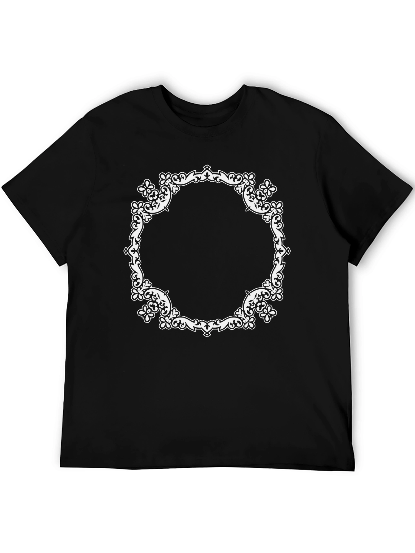 Elegant Scrollwork Frame Black T-Shirt
