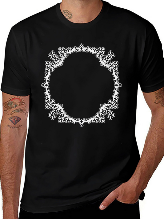 Elegant Scrollwork Frame Black T-Shirt