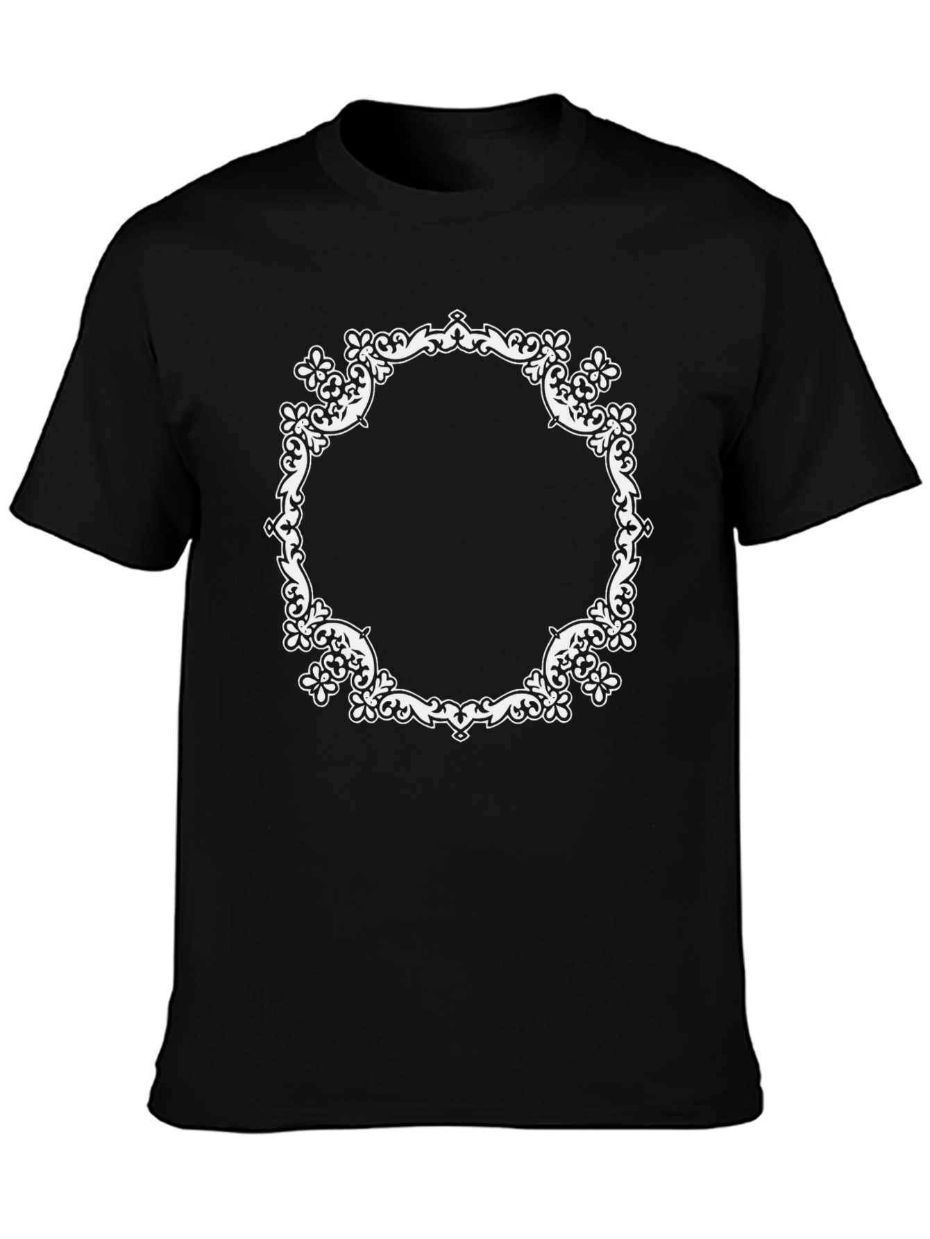 Elegant Scrollwork Frame Black T-Shirt