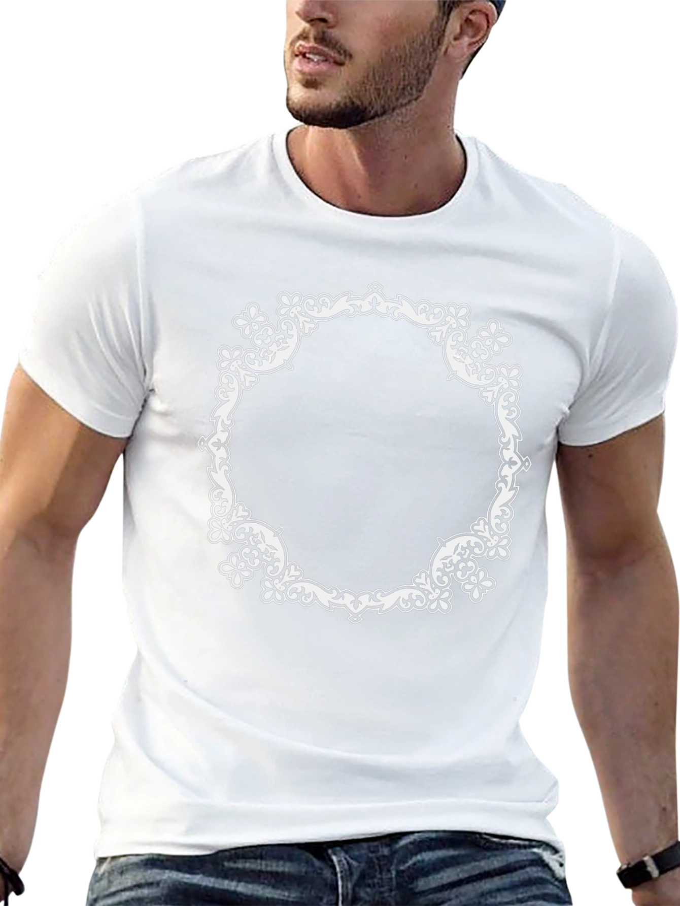 Elegant Scrollwork Frame Black T-Shirt