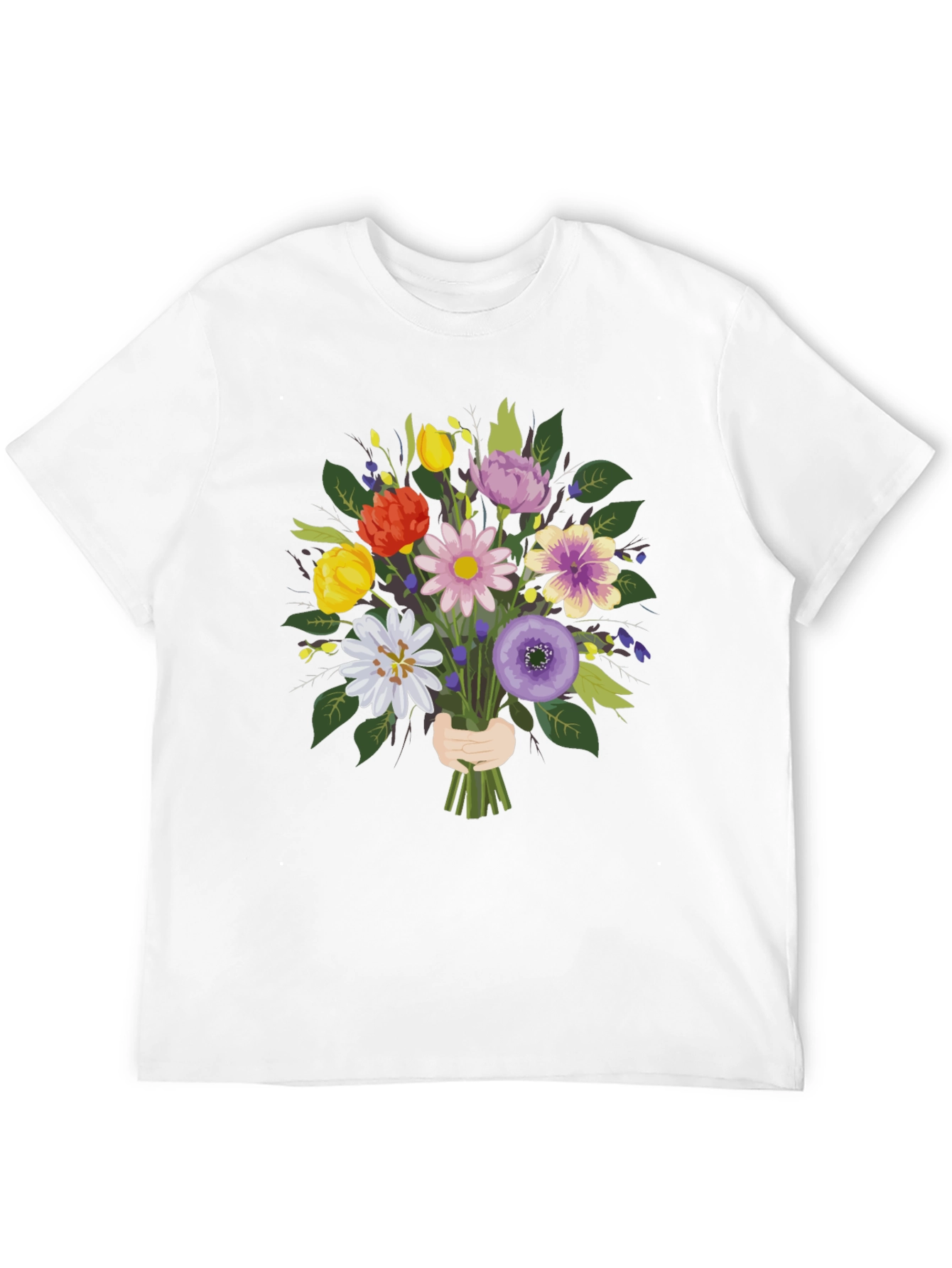 Floral Bouquet Graphic Tee - Black Unisex Shirt