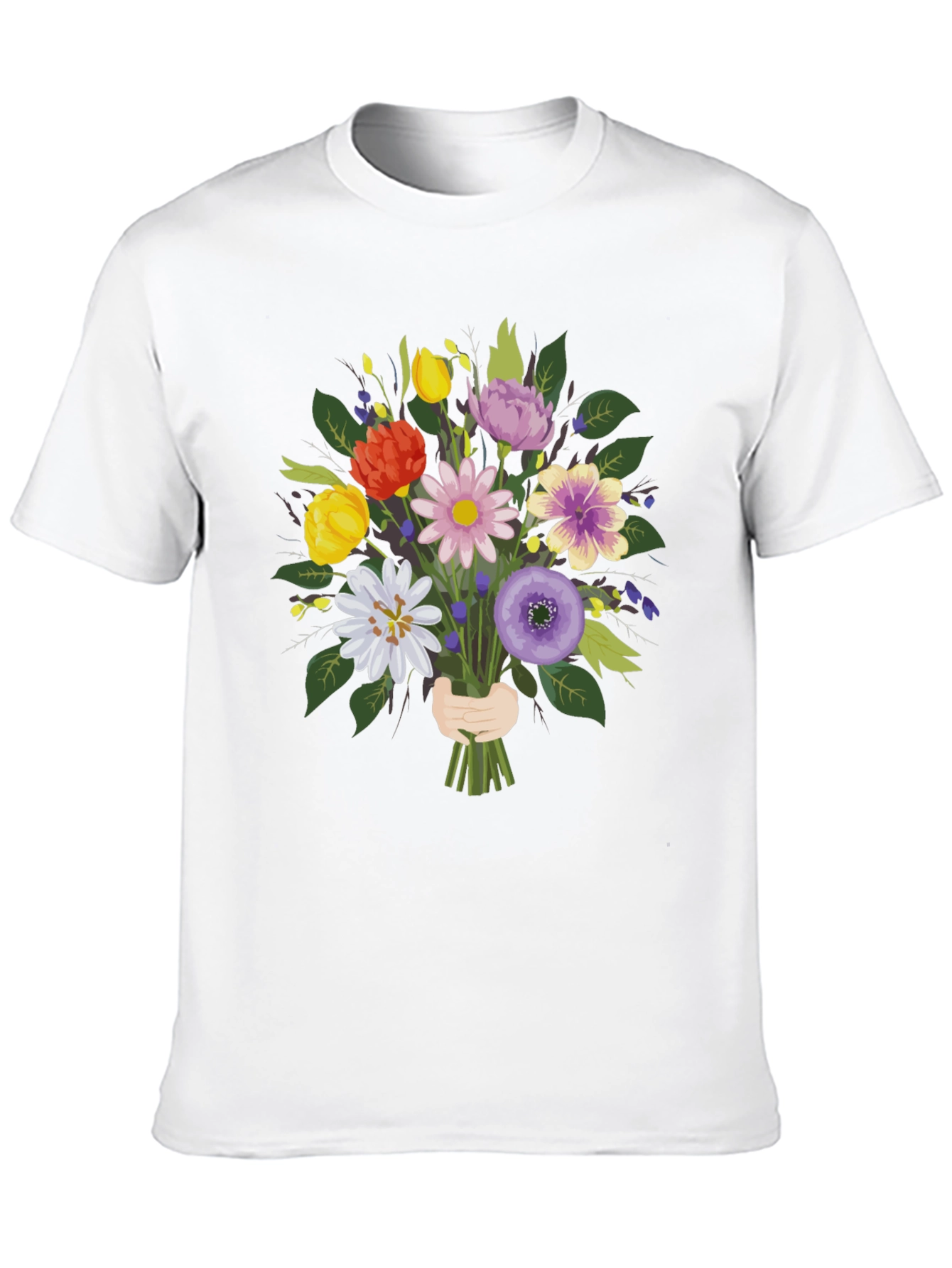 Floral Bouquet Graphic Tee - Black Unisex Shirt