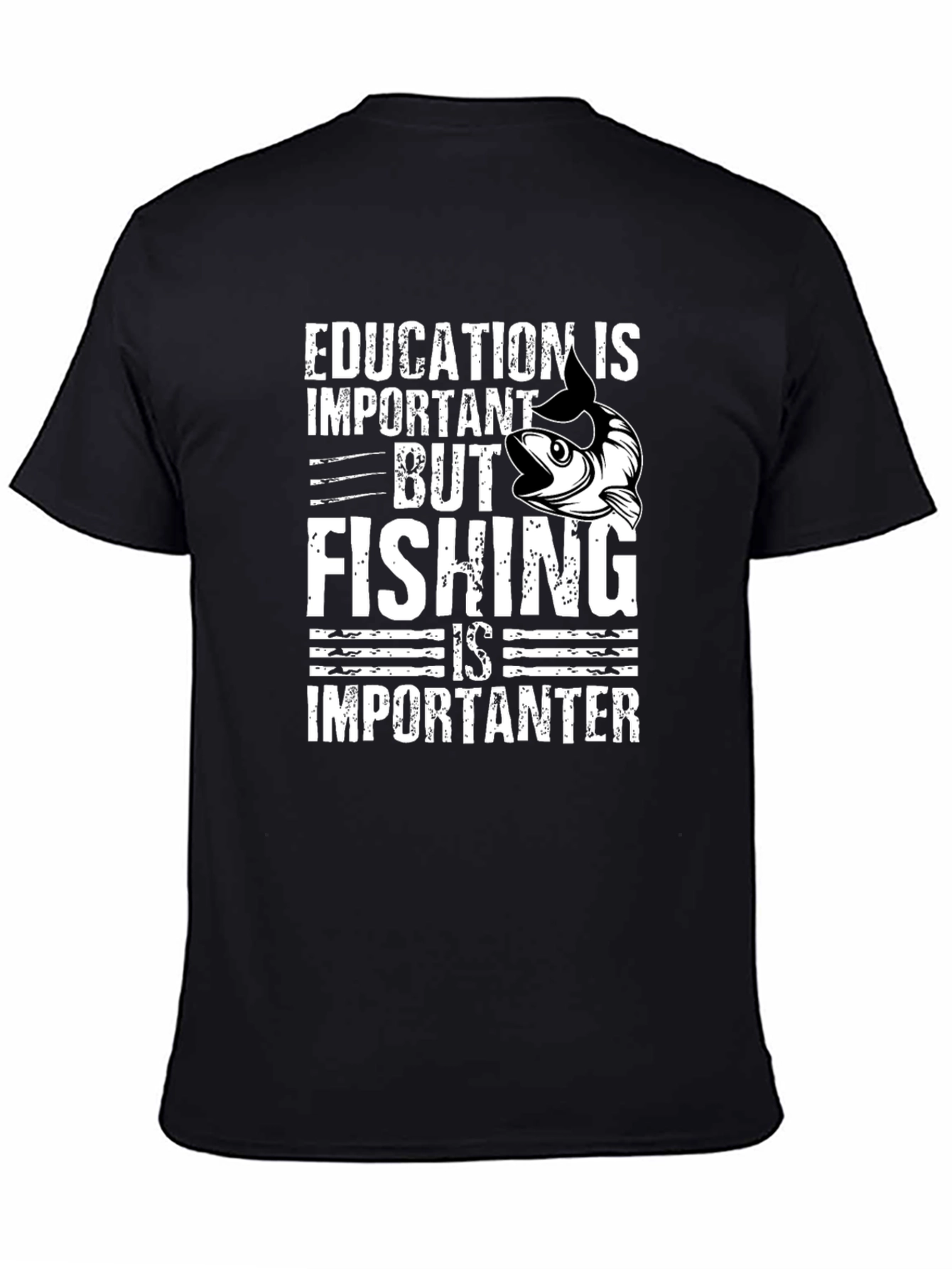 Education vs Fishing Graphic Tee - Black