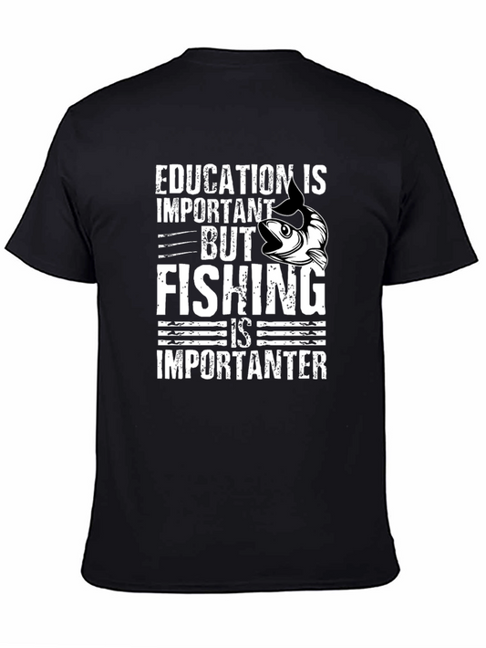 Education vs Fishing Graphic Tee - Black
