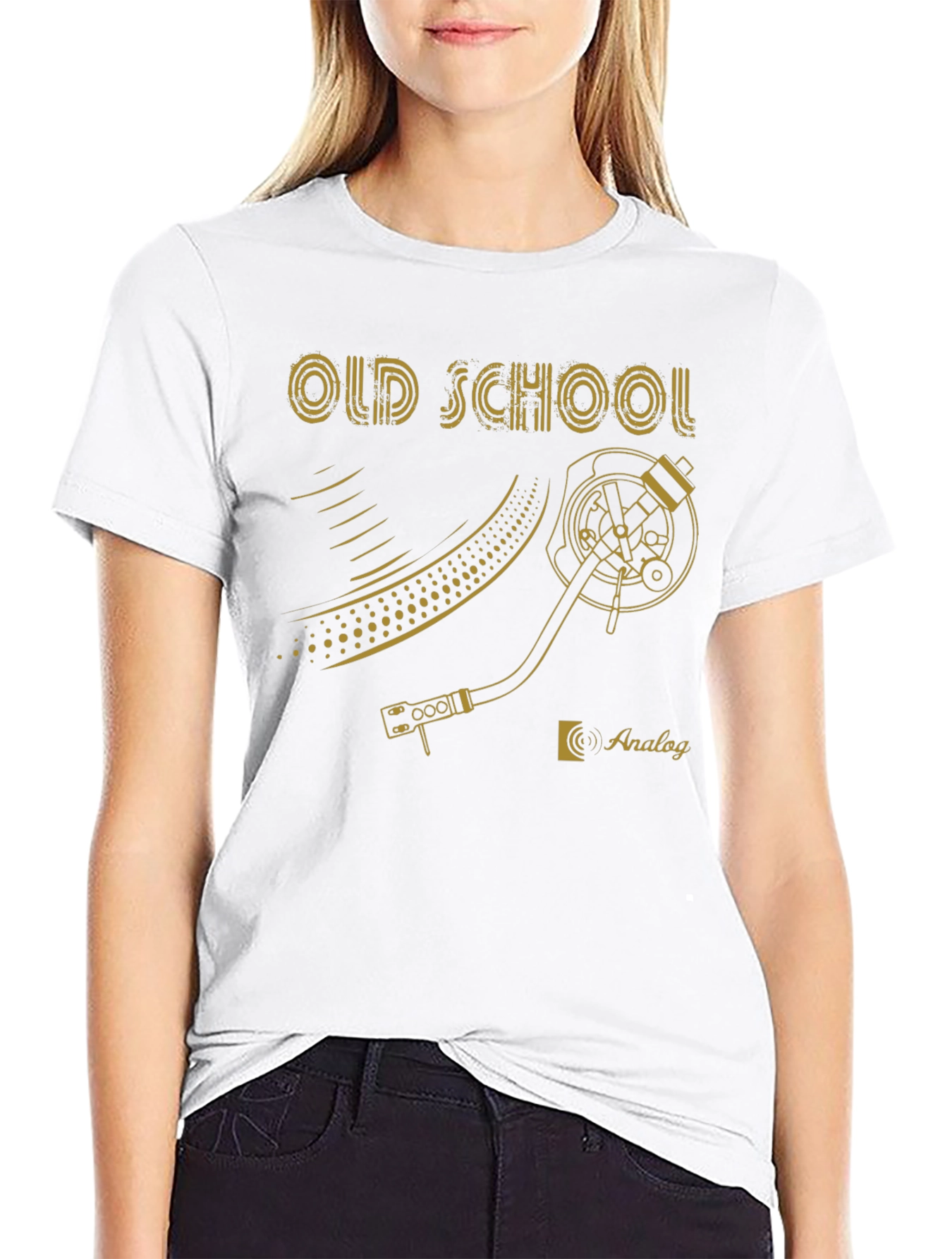Old School Analog Turntable Graphic Tee - Black
