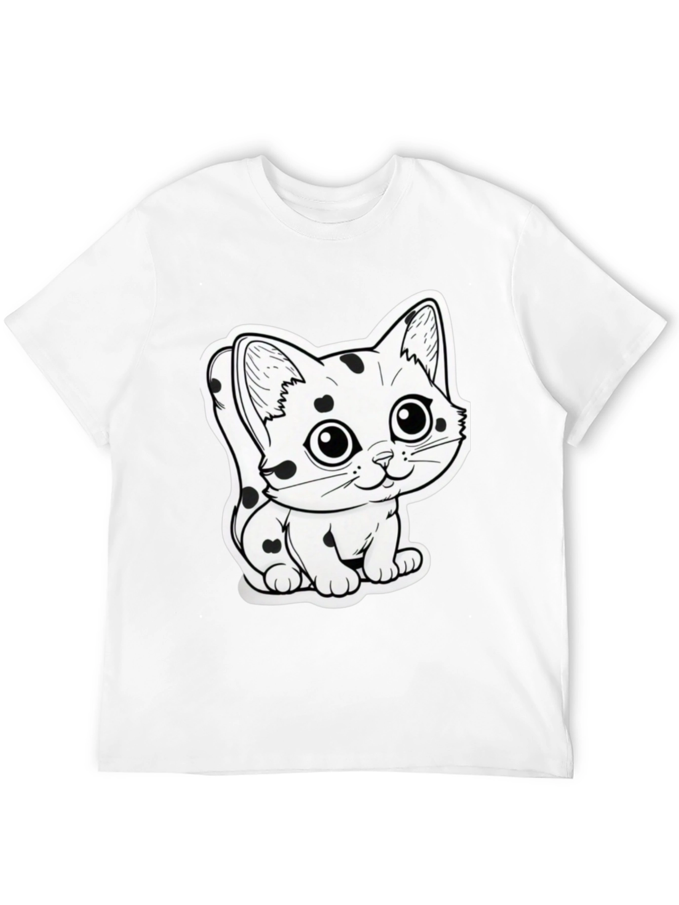 Cute Cartoon Cat T-Shirt - Black