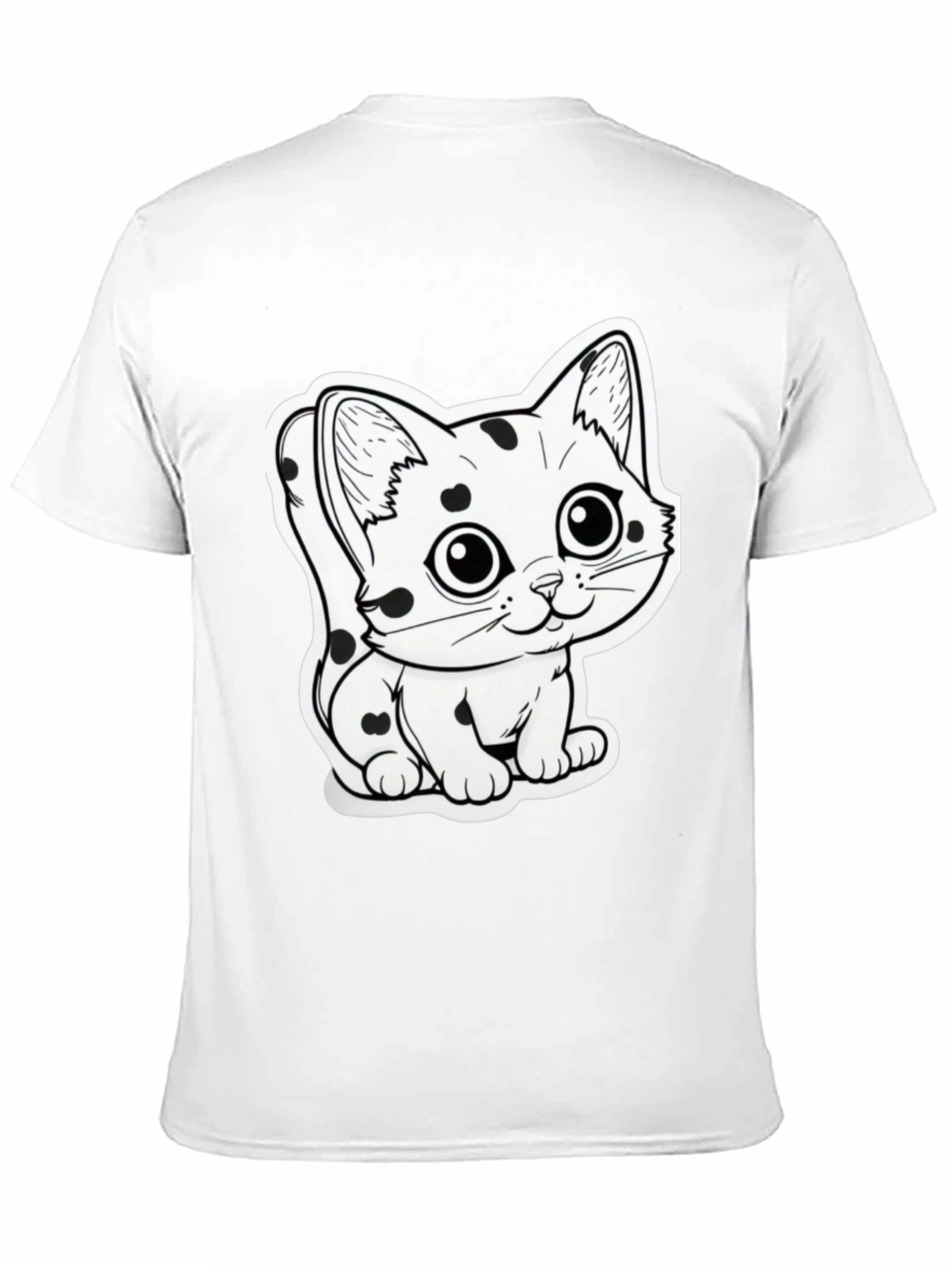 Cute Cartoon Cat T-Shirt - Black