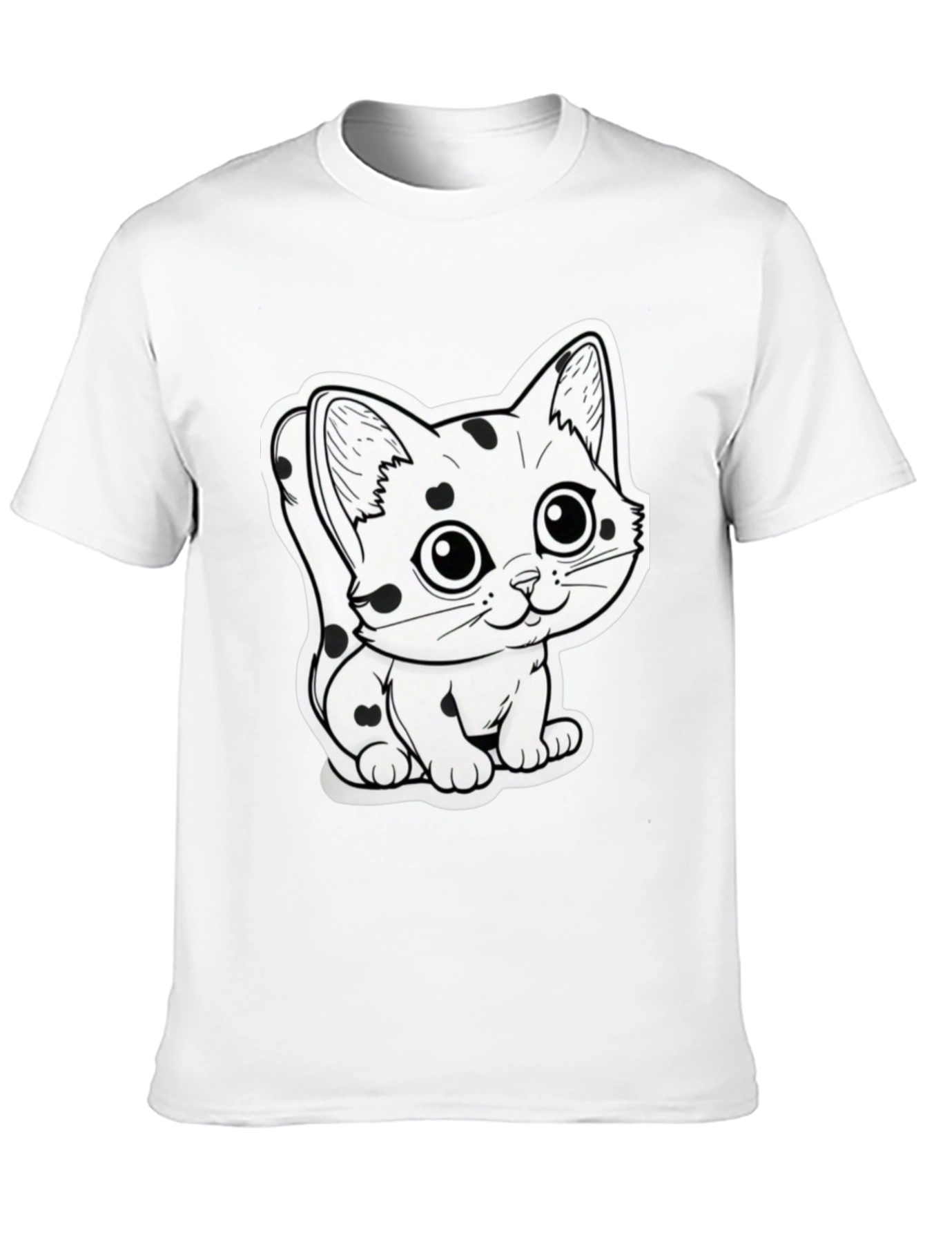 Cute Cartoon Cat T-Shirt - Black