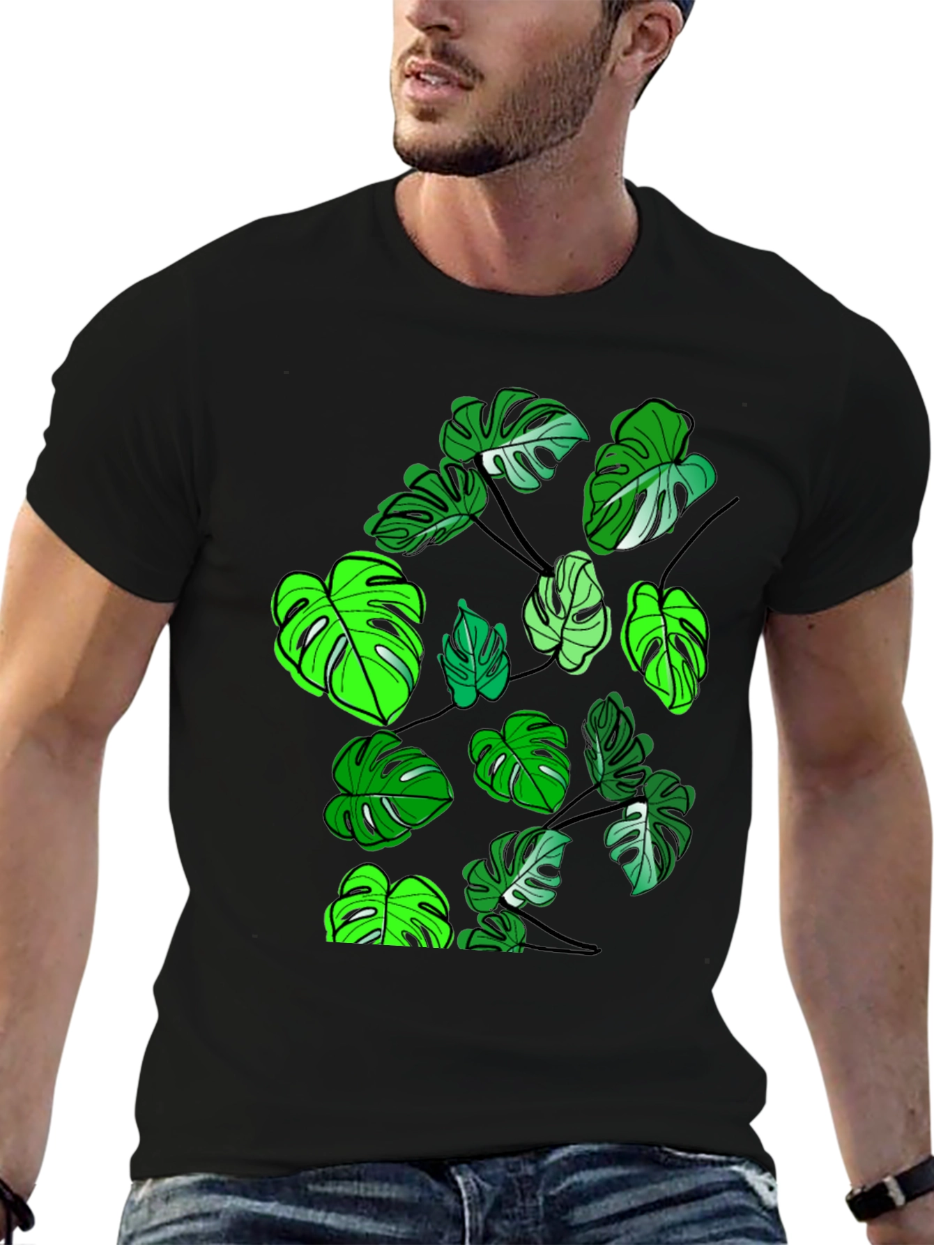 Monstera Leaf Graphic Tee - Tropical Plant Design
