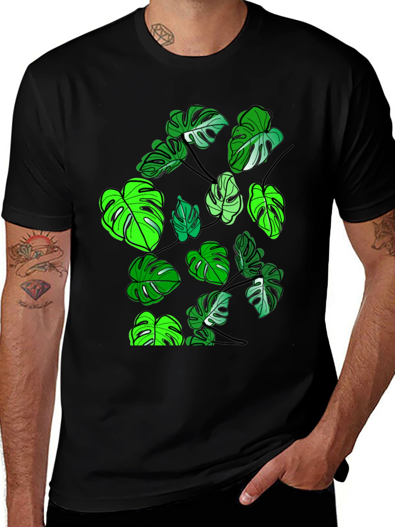 Monstera Leaf Graphic Tee - Tropical Plant Design