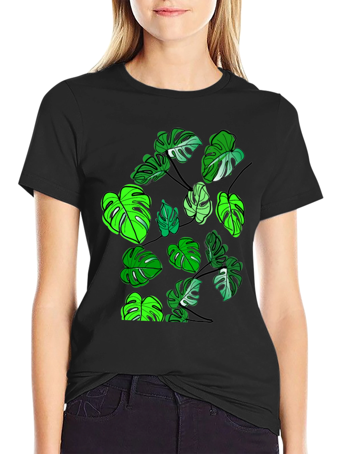 Monstera Leaf Graphic Tee - Tropical Plant Design