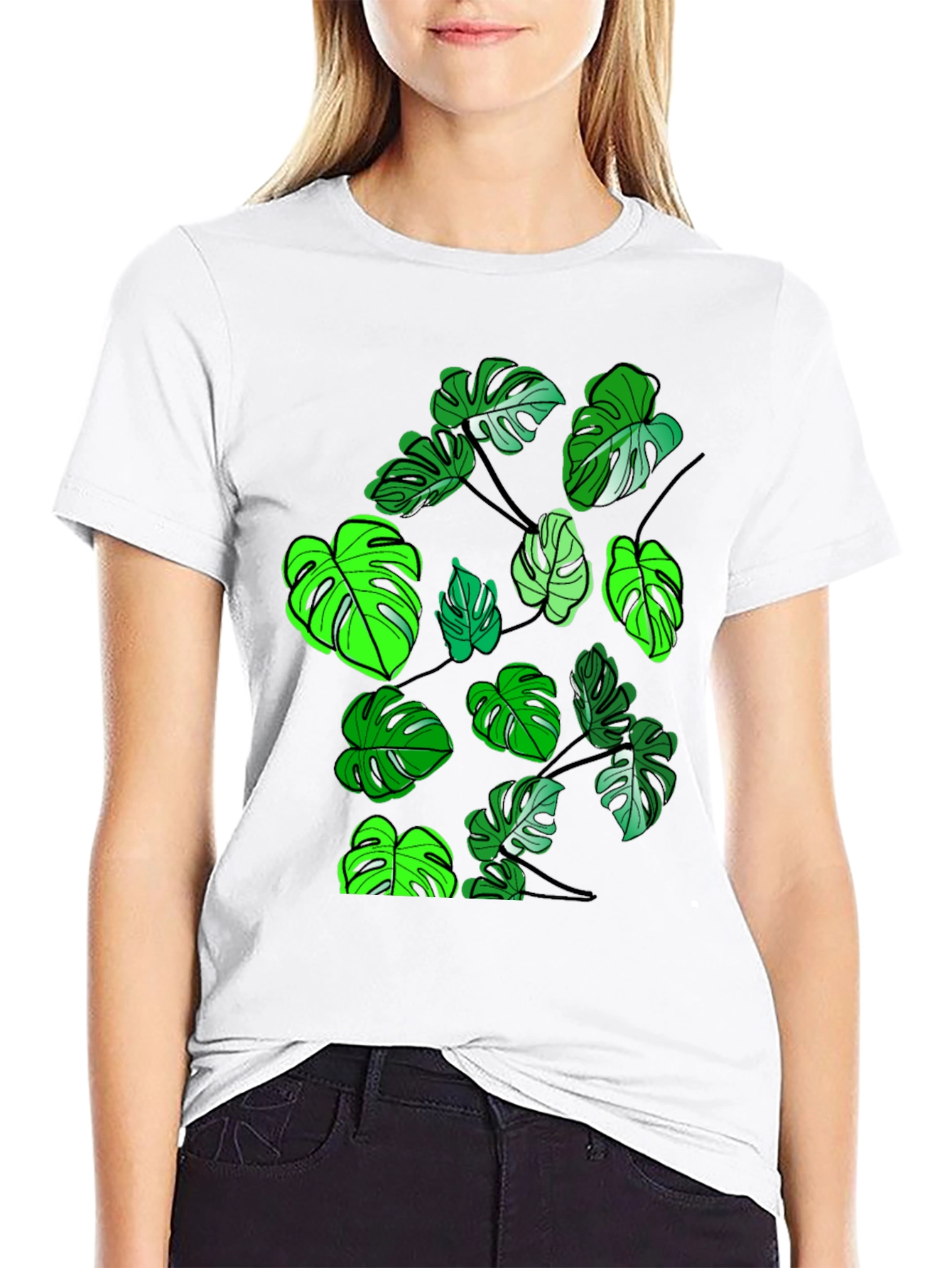 Monstera Leaf Graphic Tee - Tropical Plant Design