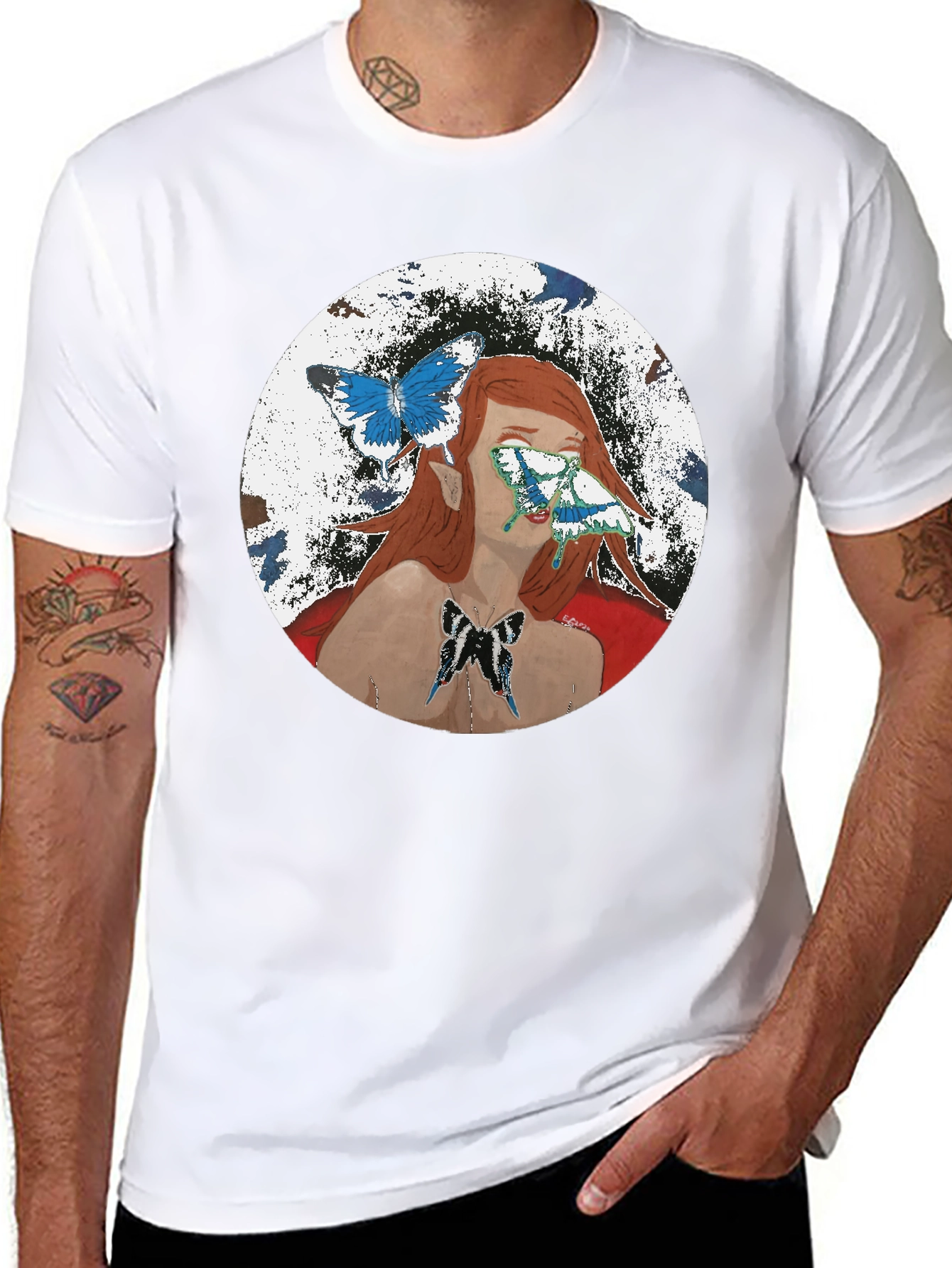 Butterfly Woman Graphic T-Shirt - Black