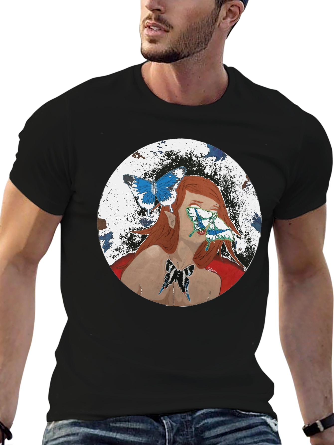 Butterfly Woman Graphic T-Shirt - Black