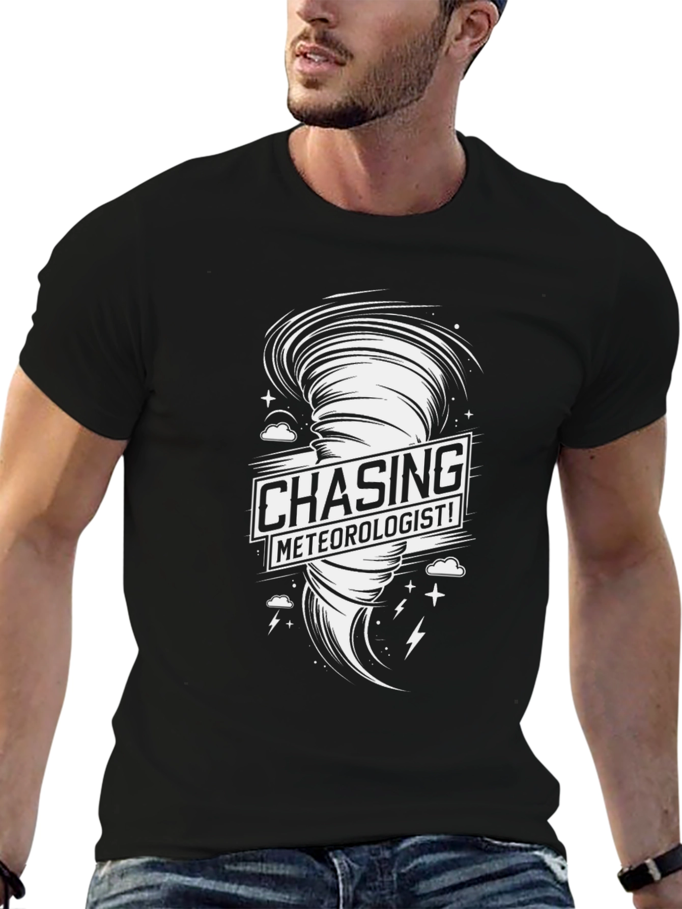 Chasing Meteorologist! Black Graphic Tee