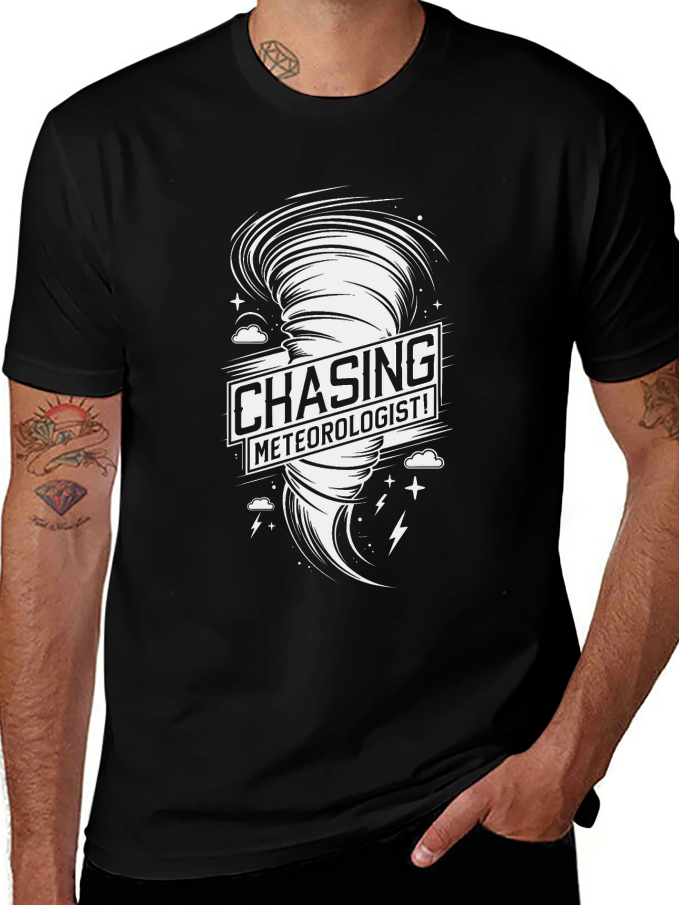 Chasing Meteorologist! Black Graphic Tee