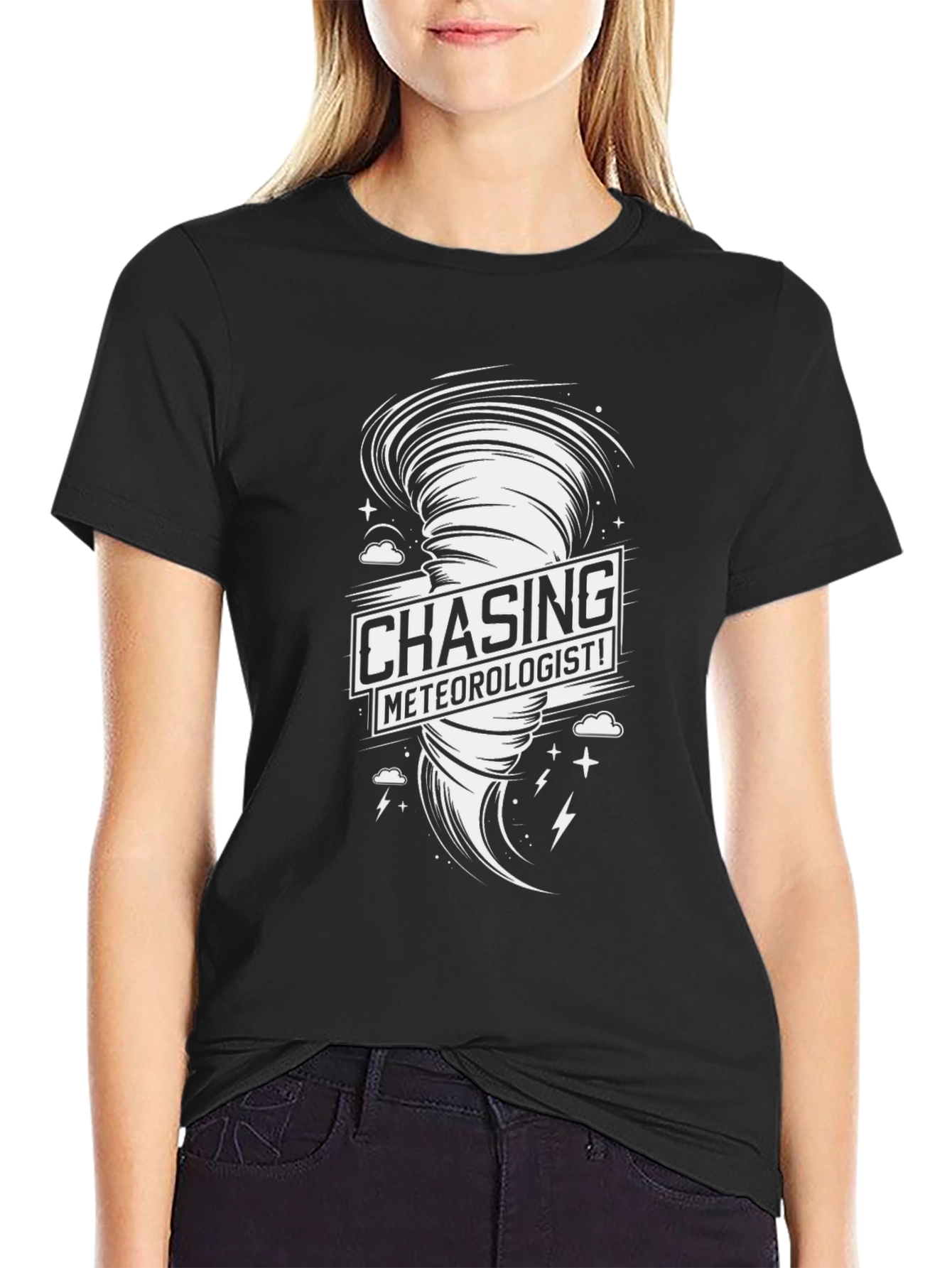 Chasing Meteorologist! Black Graphic Tee