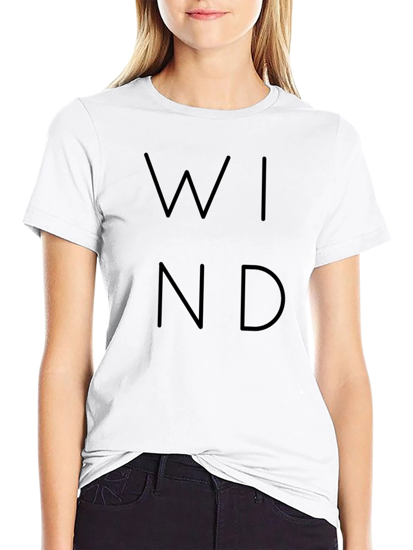 Minimalist WIND Print Black T-Shirt