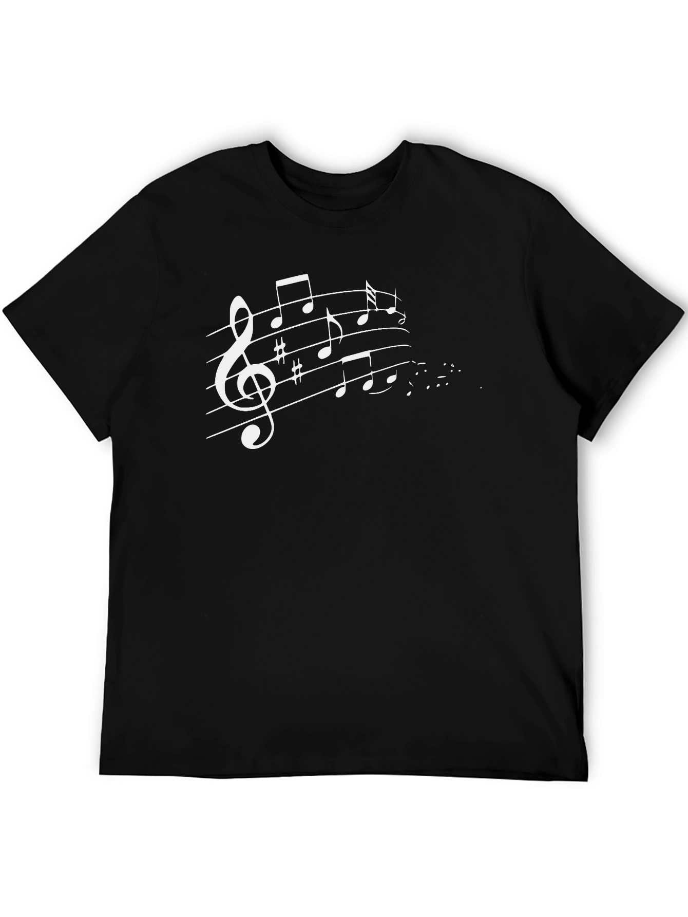 Music Notes Graphic Tee - Black Cotton T-Shirt