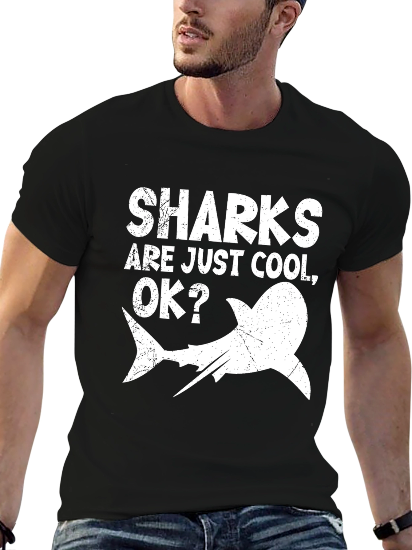 Sharks Are Just Cool OK? Mens Graphic T-Shirt