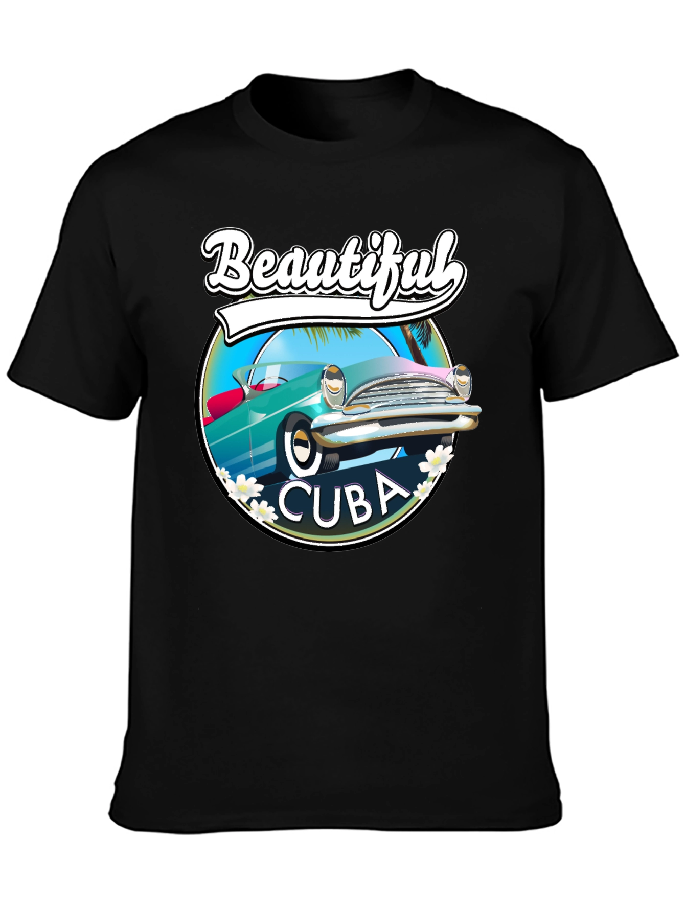 Beautiful Cuba Car T-Shirt - Retro Style