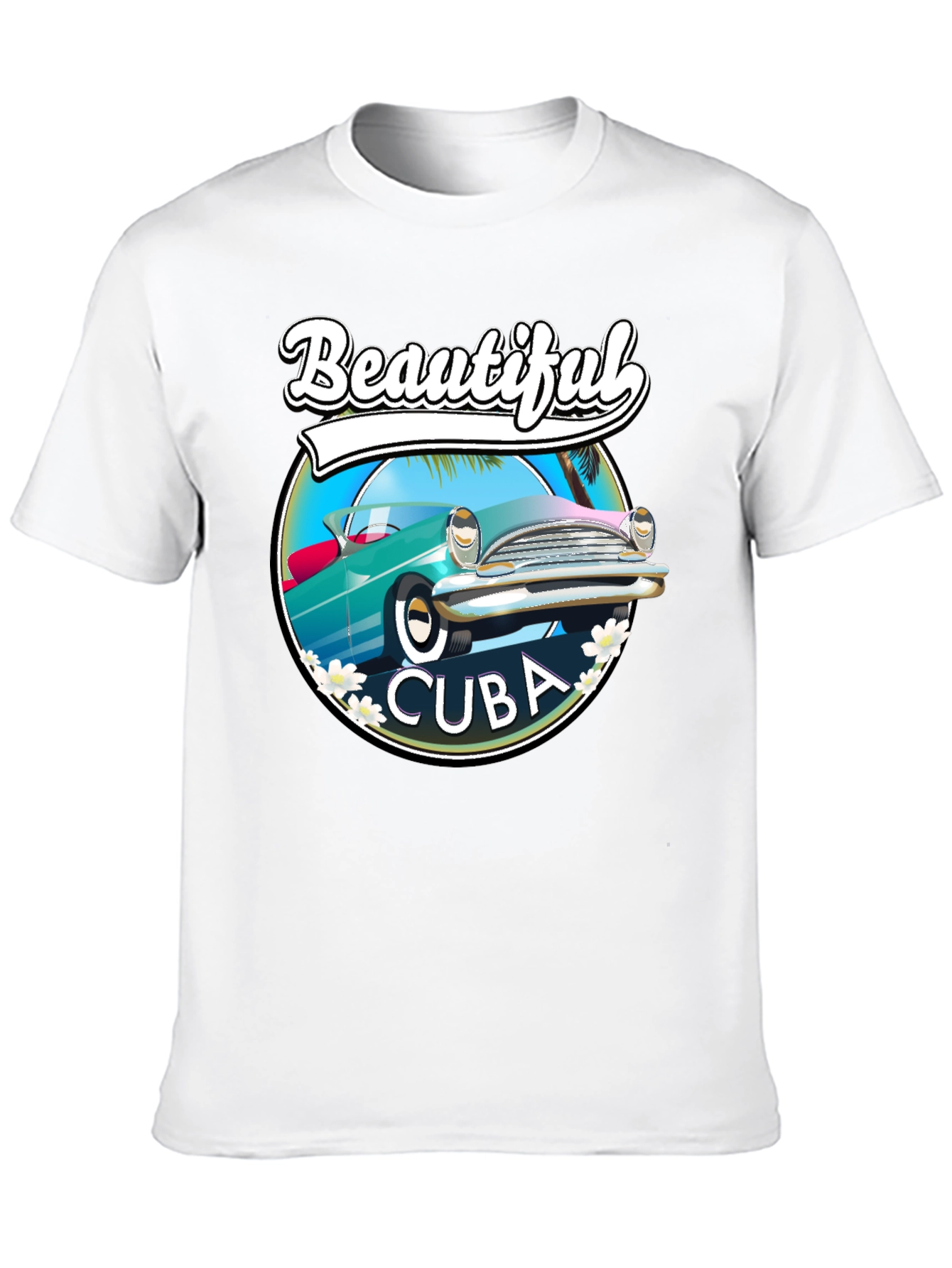 Beautiful Cuba Car T-Shirt - Retro Style