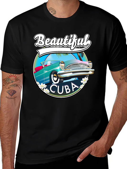 Beautiful Cuba Car T-Shirt - Retro Style
