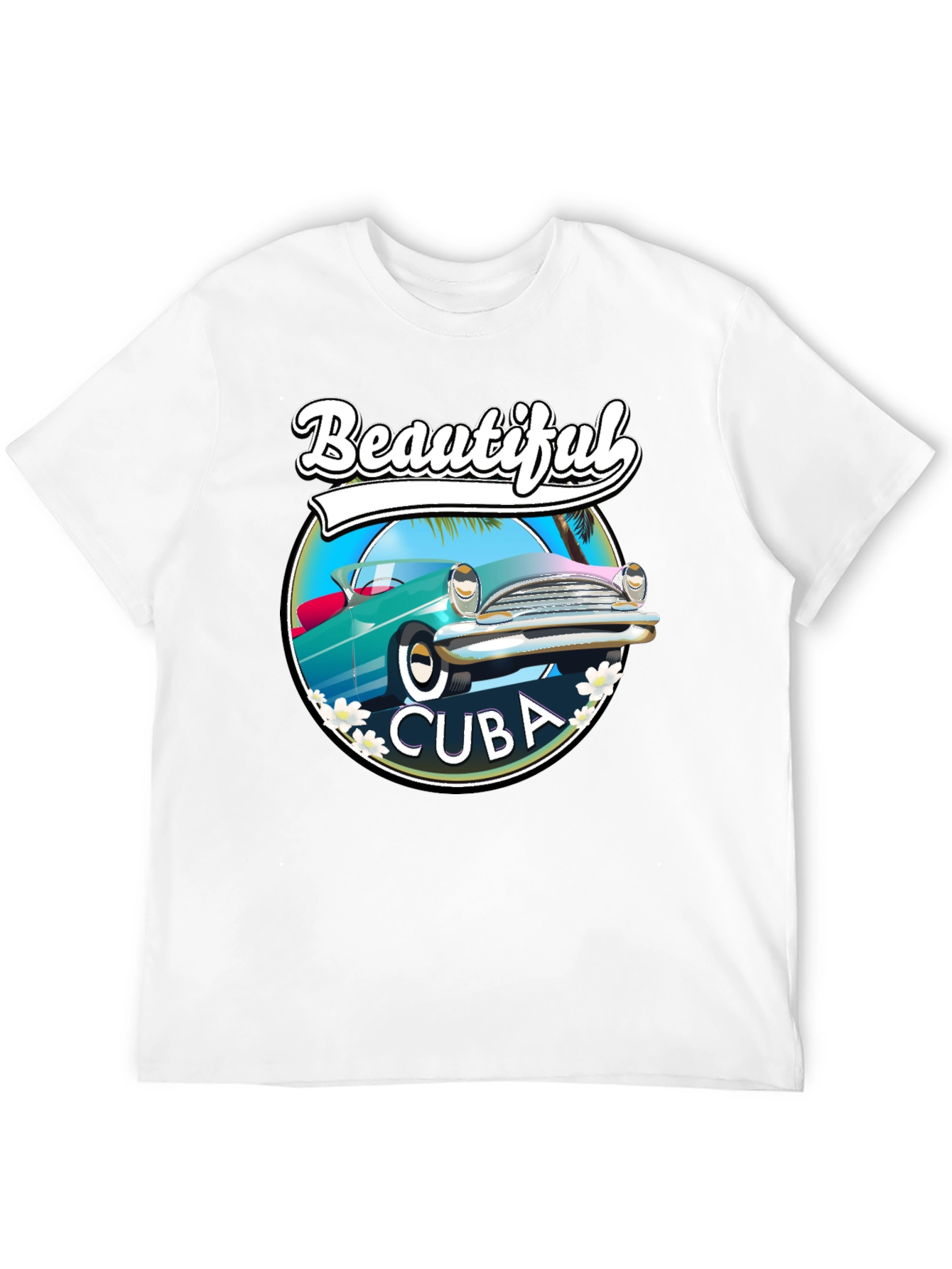 Beautiful Cuba Car T-Shirt - Retro Style