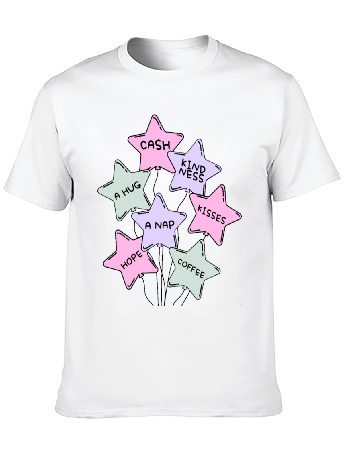 Stars Cash Hugs Nap Hope Coffee Kisses T-Shirt