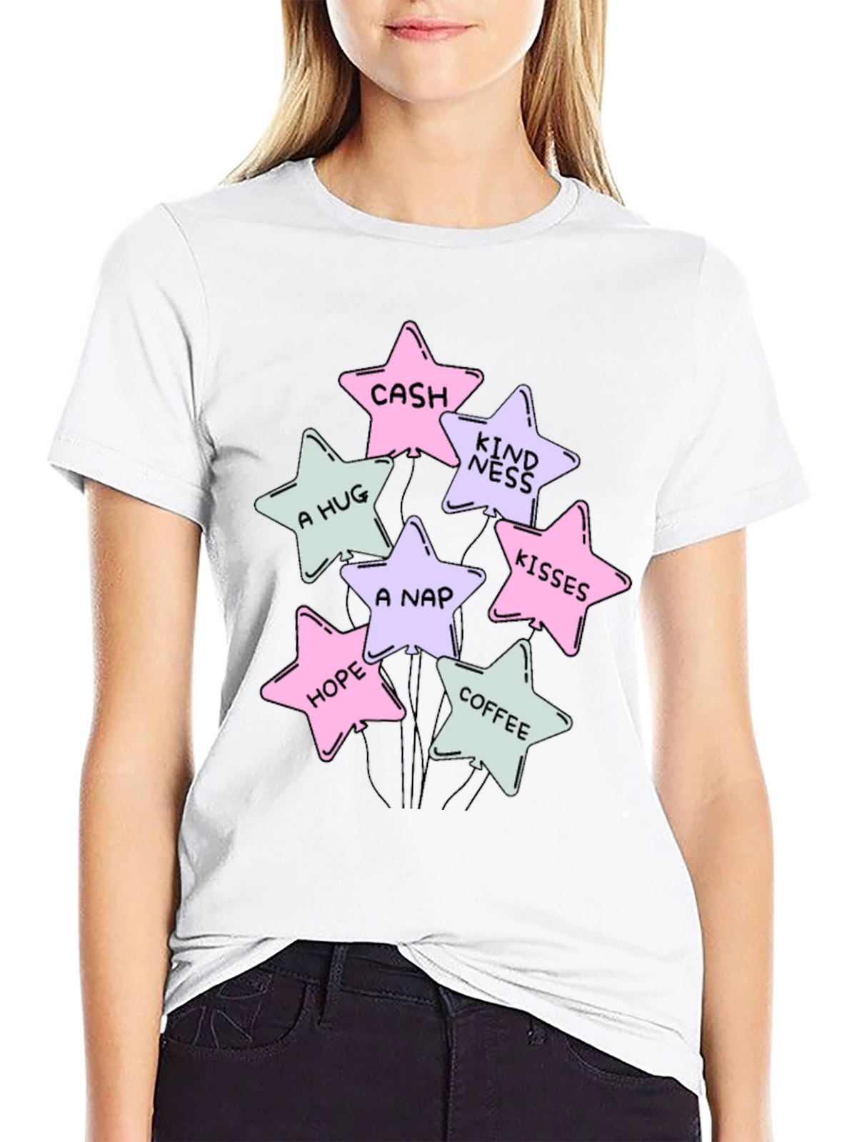Stars Cash Hugs Nap Hope Coffee Kisses T-Shirt