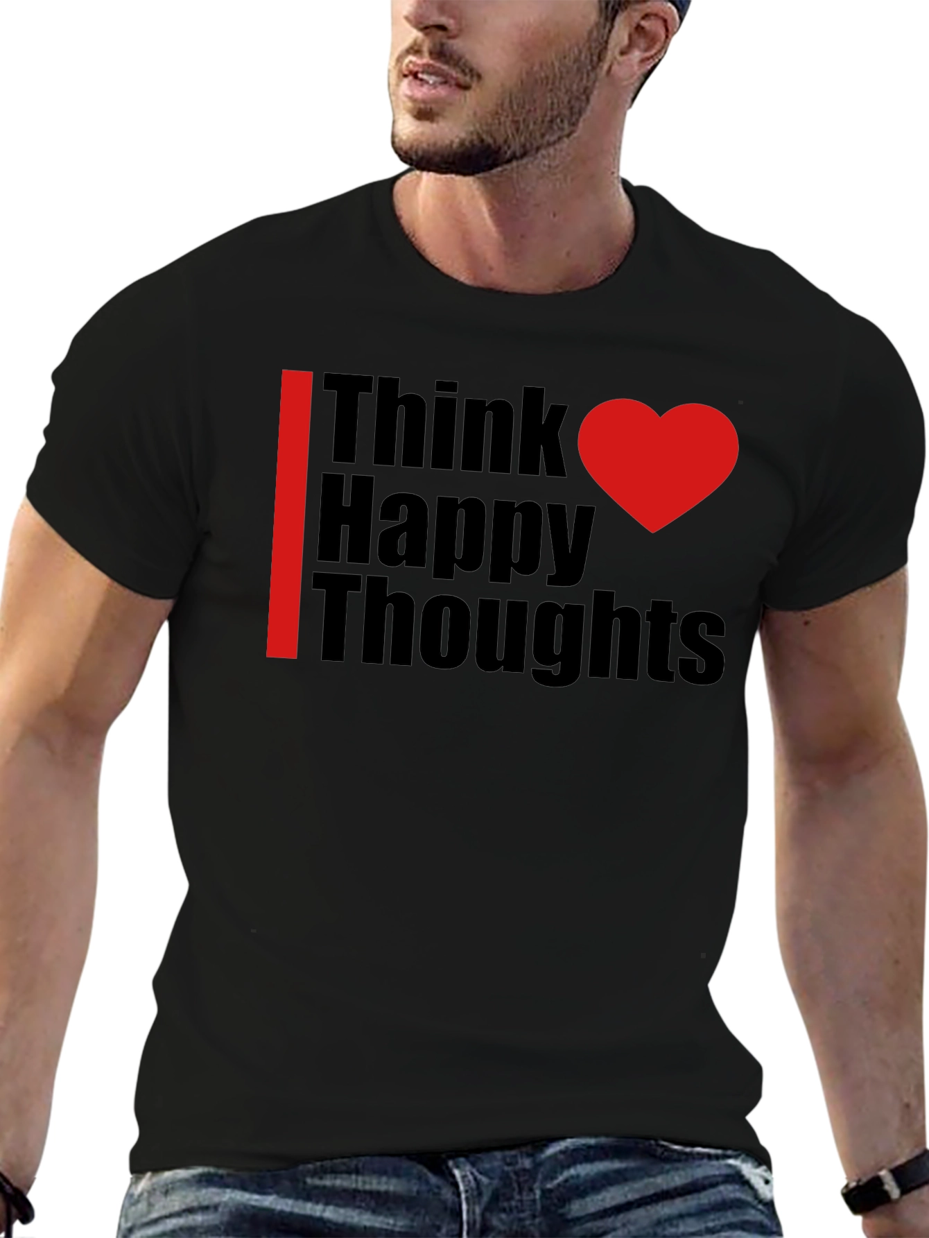 Think Happy Thoughts Black Graphic Tee