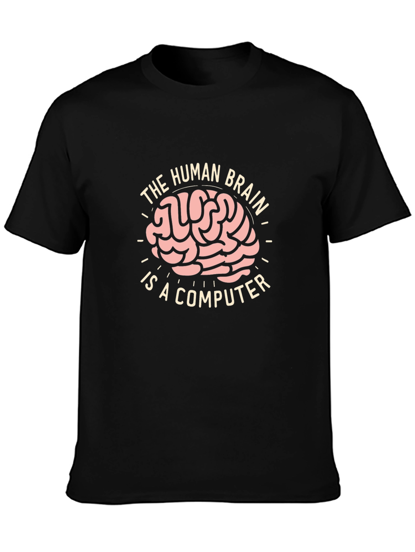 Brain Computer Graphic Tee - Geeky Statement T-Shirt