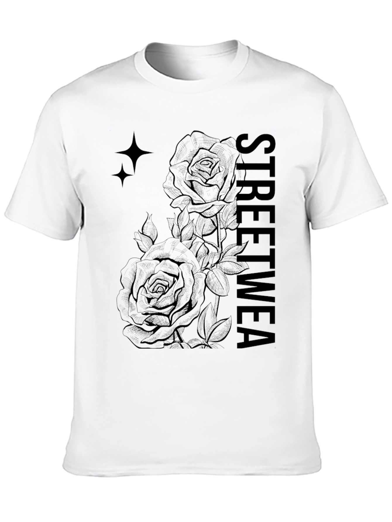 Black Streetwear Rose Graphic Tee