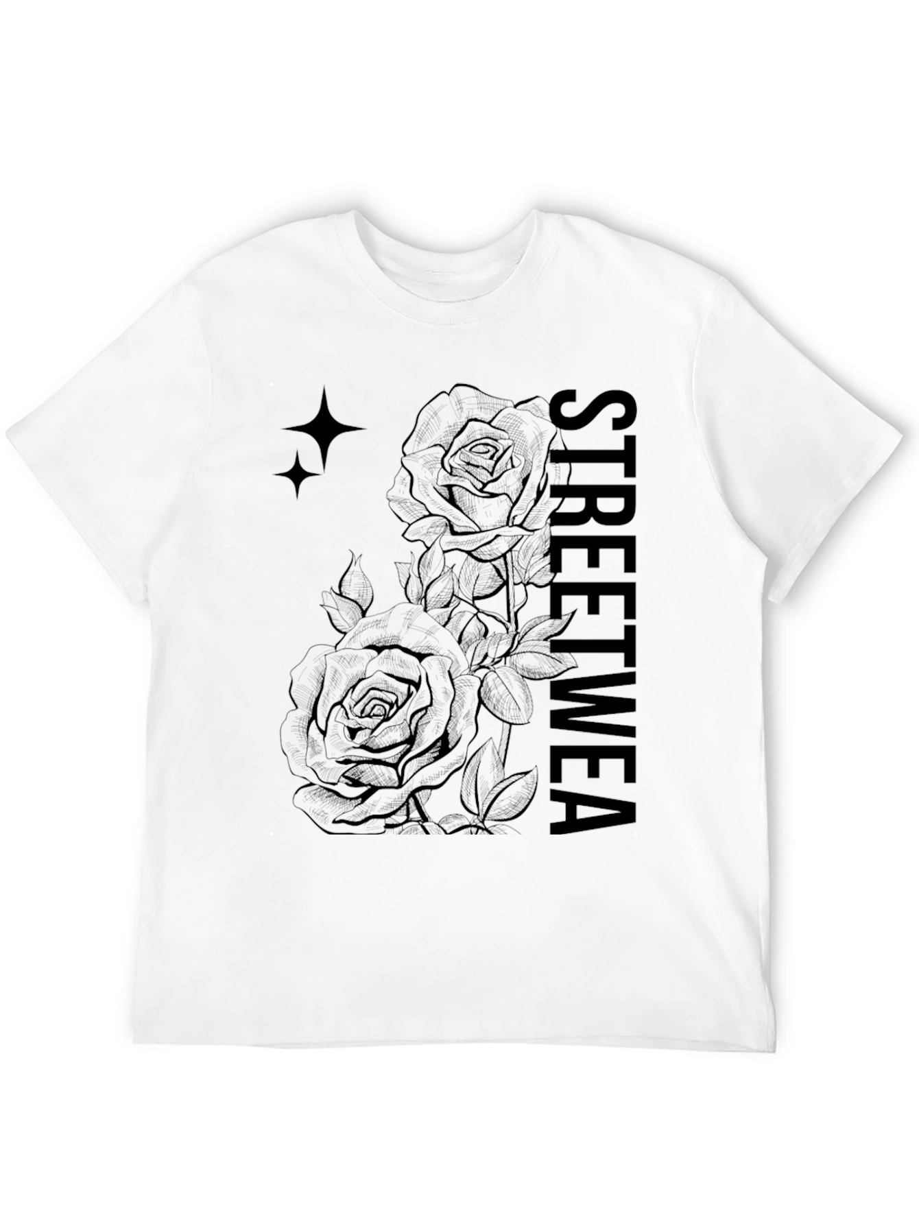 Black Streetwear Rose Graphic Tee
