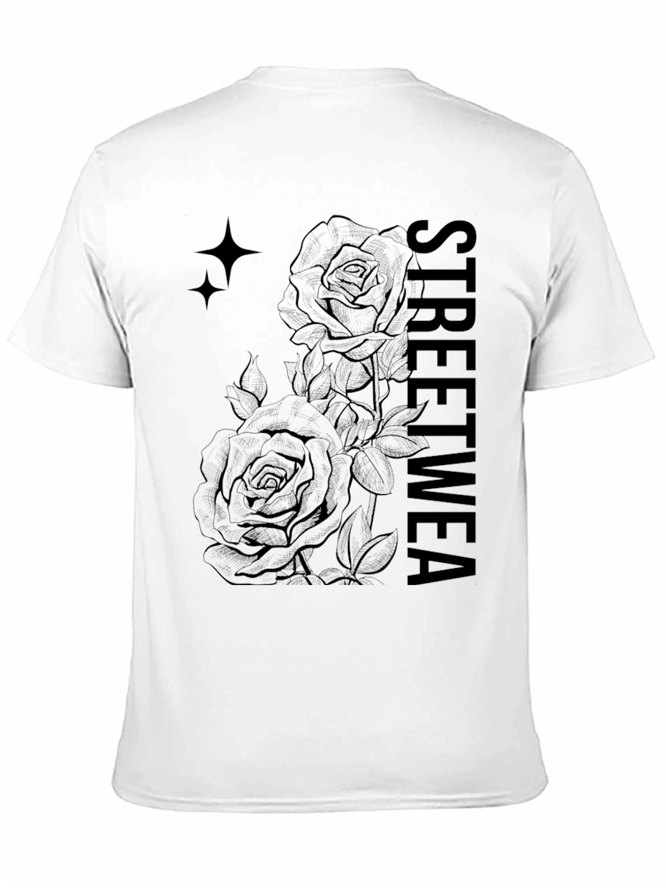 Black Streetwear Rose Graphic Tee