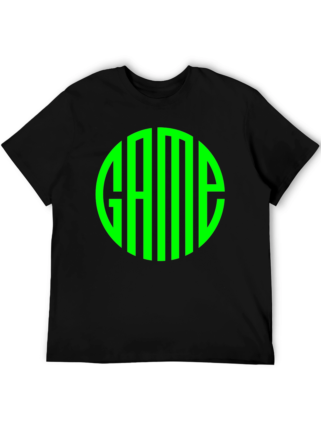 Stylish Black T-Shirt with Green GAME Circle Design