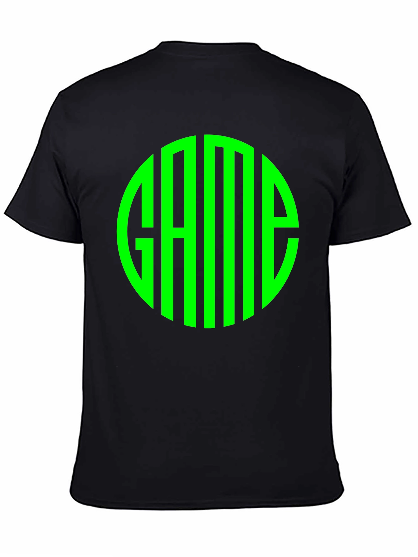 Stylish Black T-Shirt with Green GAME Circle Design