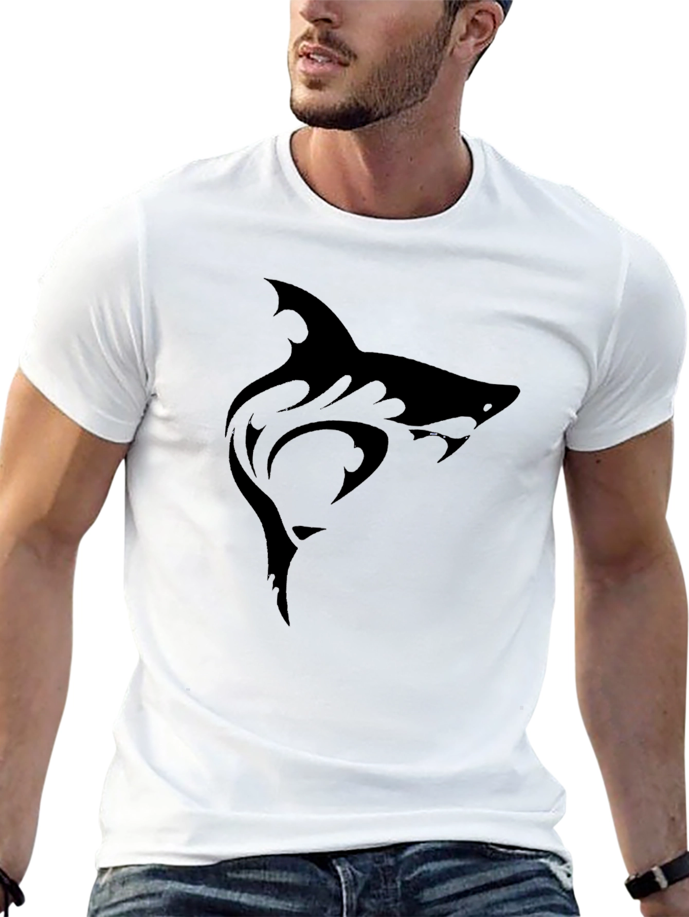Mens Black Shark Graphic Tee
