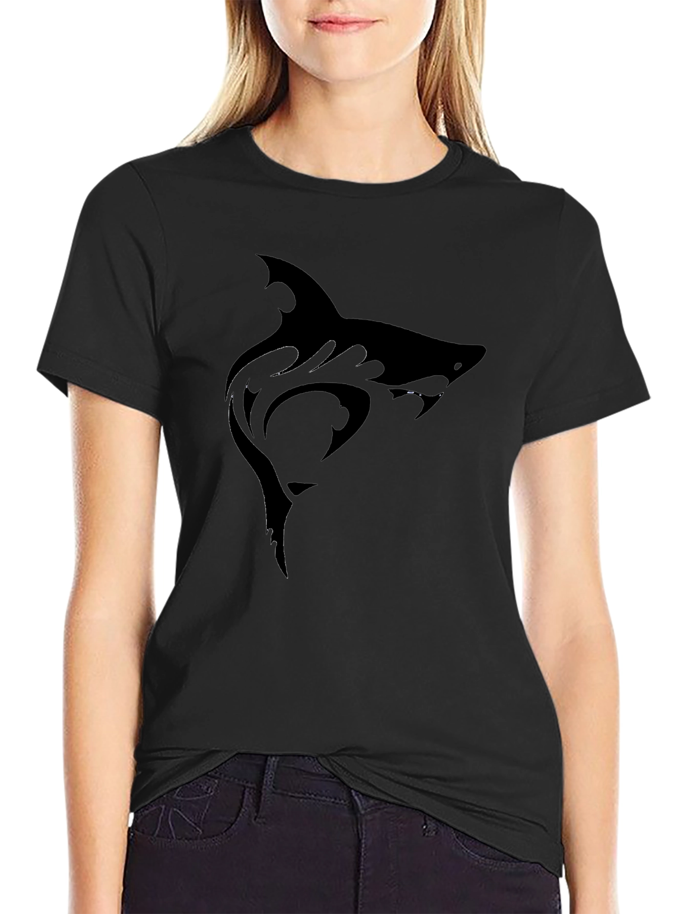 Mens Black Shark Graphic Tee