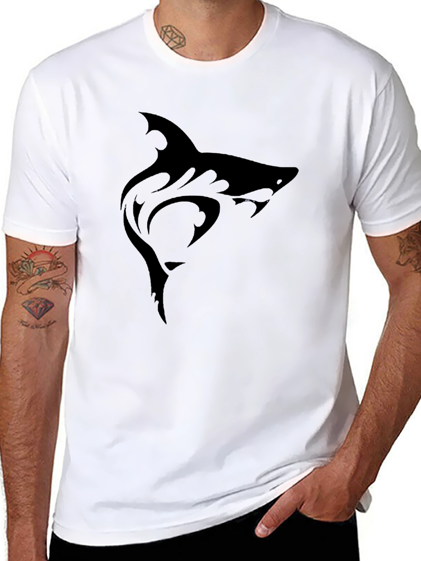 Mens Black Shark Graphic Tee