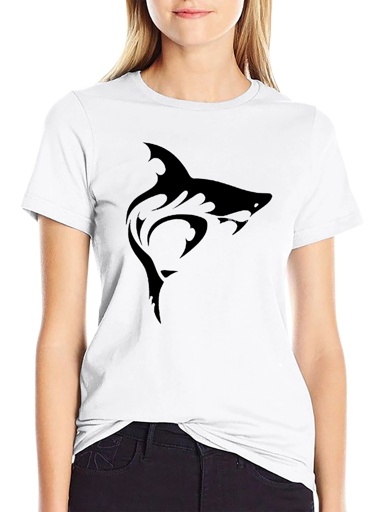 Mens Black Shark Graphic Tee