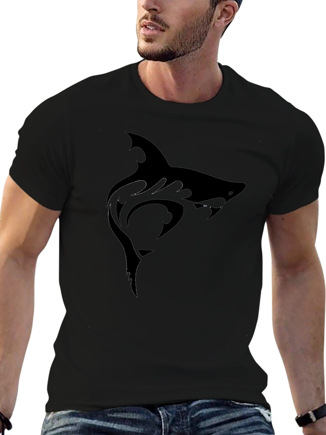 Mens Black Shark Graphic Tee