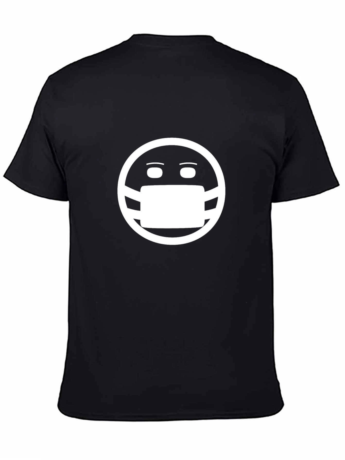 Masked Smiley Face Graphic T-Shirt - Black