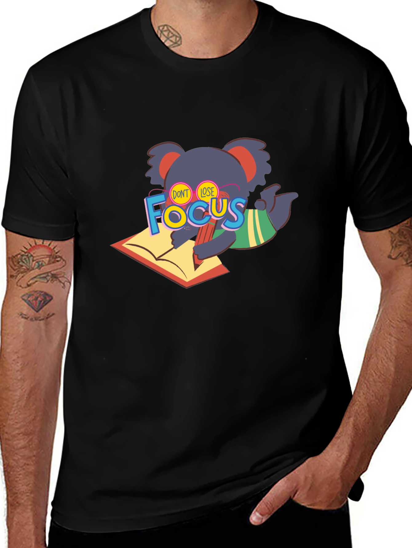Dont Lose Focus Koala T-Shirt - Black
