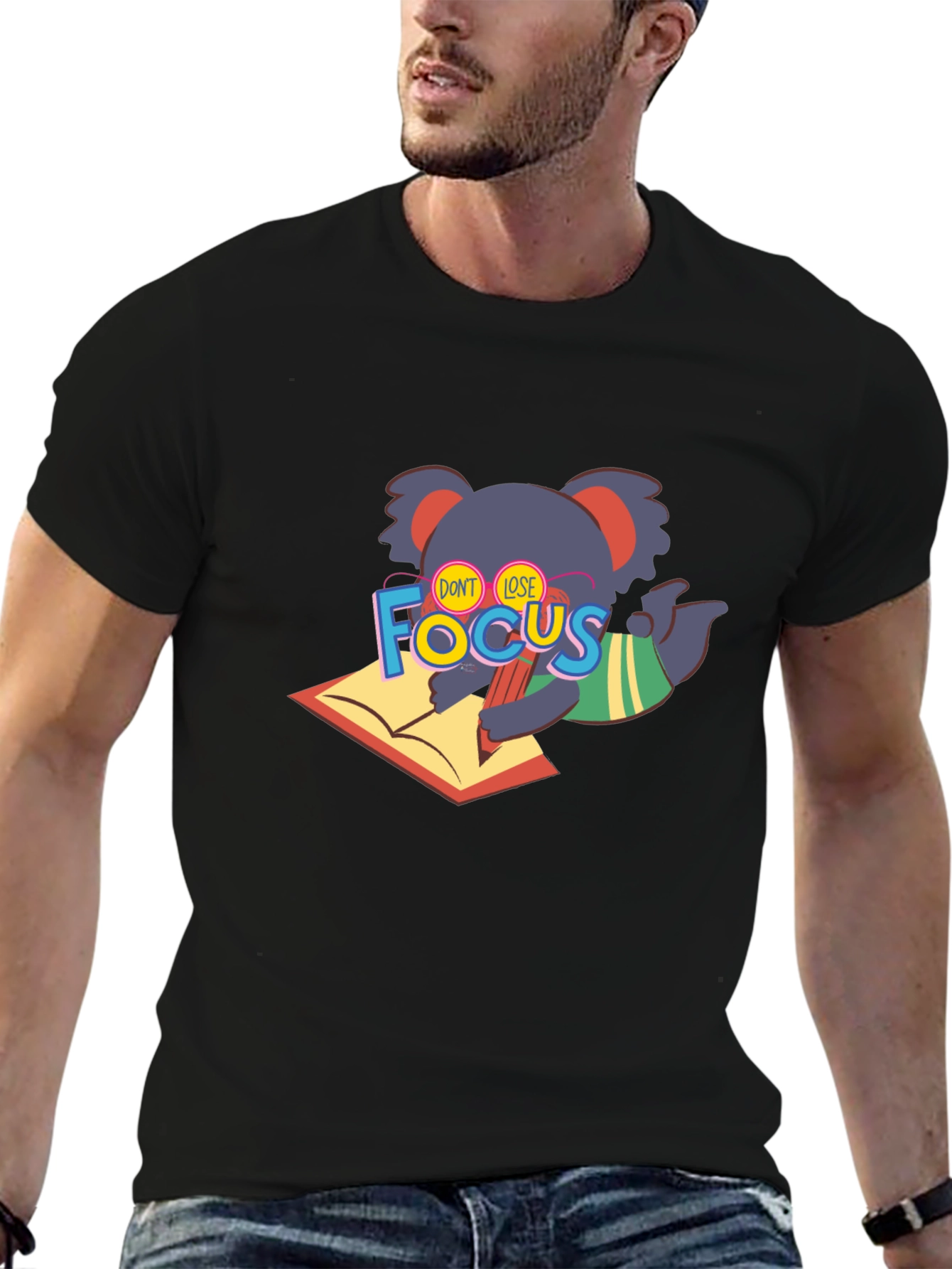 Dont Lose Focus Koala T-Shirt - Black