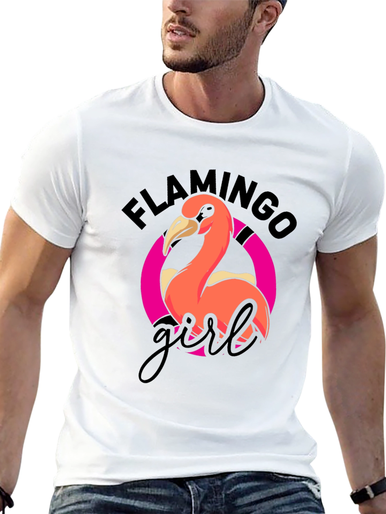 Flamingo Girl Graphic T-Shirt - Cool Casual Wear
