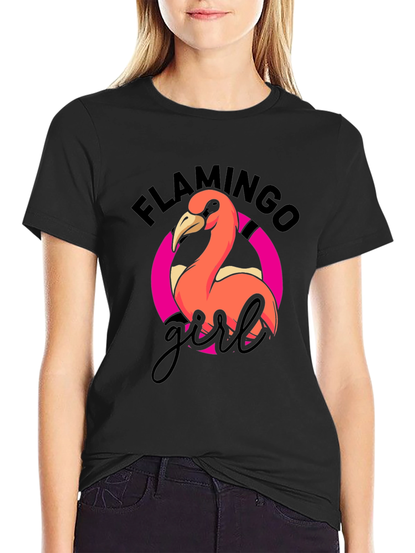 Flamingo Girl Graphic T-Shirt - Cool Casual Wear