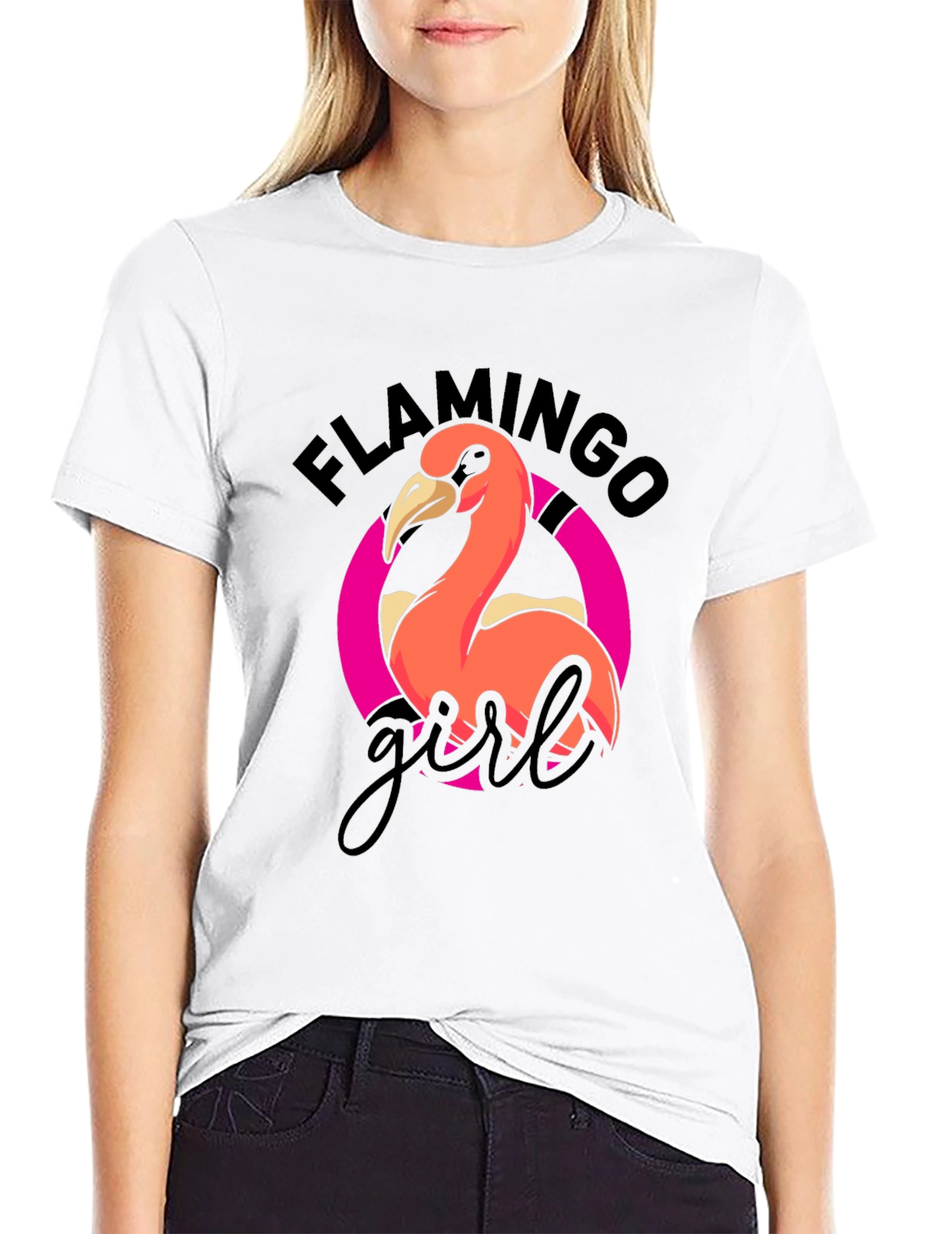 Flamingo Girl Graphic T-Shirt - Cool Casual Wear