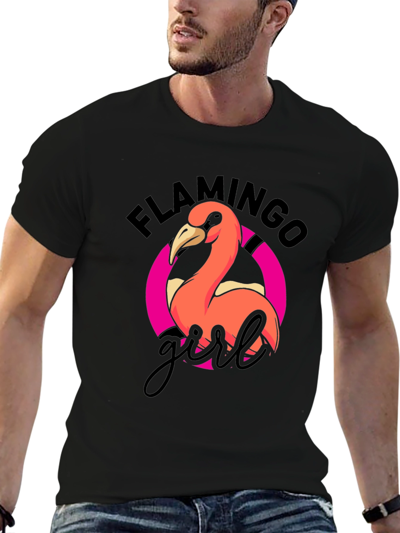 Flamingo Girl Graphic T-Shirt - Cool Casual Wear